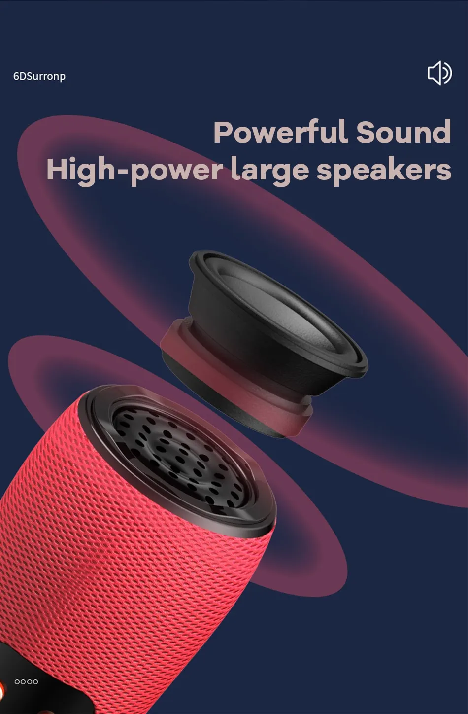 WSTER Bluetooth Microphone avec Haut-parleur HiFi WS-898-9