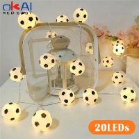 【LZ】❃✔∋  Futebol Fairy Light Guirlanda para decoração de casa bateria usb corda quarto festa temática natal 5m