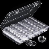 100Pcs Clear Coin Capsule Holder Case 27mm 30mm Transparent Collection Coin Storage Box for Commemorative Coin Medal Container
