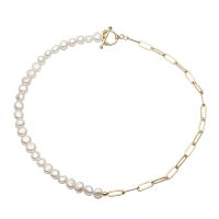 Broque Pearl Necklace For Women Freshwater Pearl Choker Necklace 18k Gold Plated Chain Fine Jewelry Heart Clasp