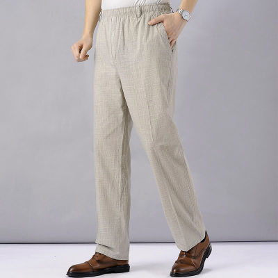 Mens High Waist Trausers Summer Pants Clothing Novelty 2022 Linen Loose Cotton Elastic Band Thin Work Vintage Wide Legs Pants