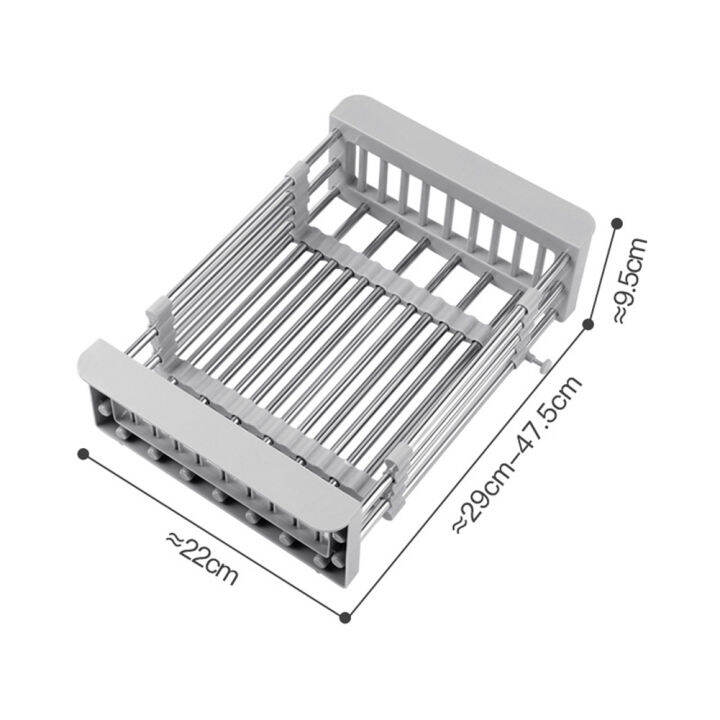 สแตนเลสบนโต๊ะอาหารท่อระบายน้ำตะกร้าปรับจานชั้นเก็บ-s-calable-อ่างล้างจานท่อระบายน้ำตะกร้ารอยขีดข่วนหลักฐานสำหรับ-gadgets-ครัว