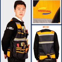 【LZ】♤▩☸  Multifuncional Cintura Ferramentas Bag Eletricista Toolkit Vest Canvas engrossado Vest Manutenção Proteção do Trabalho Ferramenta Pouch