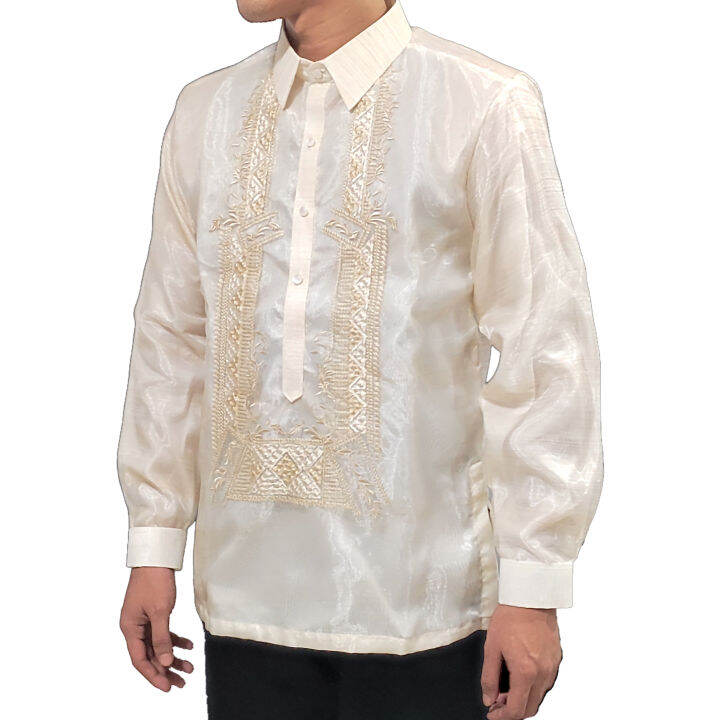 MEN'S PREMIUM Barong tagalog pinya organza embroided with collar plain ...