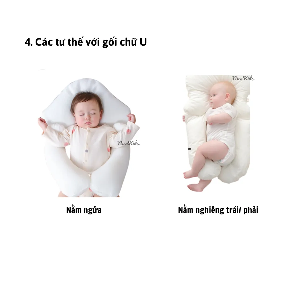 Gối chặn chữ U cho bé sơ sinh đa năng, chống bẹp đầu