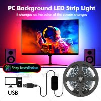 Immersive RGBIC LED Strips PC Background Computer Light Strip USB 5V Monitor Screen Color Sync Smart Control Ambient Decor Lamp Night Lights