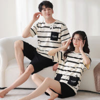 Spot Couple Pure Cotton Pajamas WomenS Short -Sleeved Shorts, Hometown Clothes, Wearing All Cartoon Loose MenS