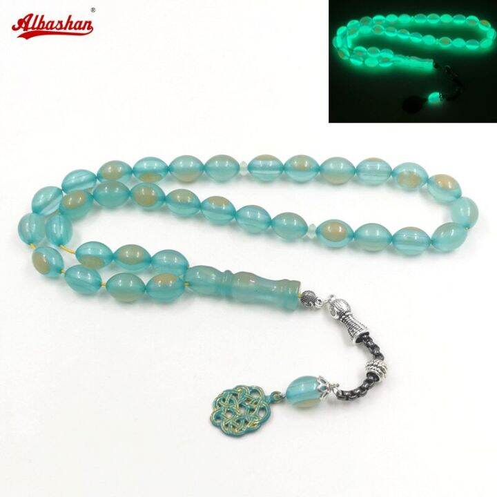 New ResinTasbih Green Luminous Mistak Muslim Rosary Bead bracelet ...