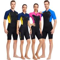 Adult 1.5mm Neoprene One-piece Shorty Wetsuit Summer Spearfishing Surfing Snorkeling Scuba Diving Suit Short Sleeve For Couple