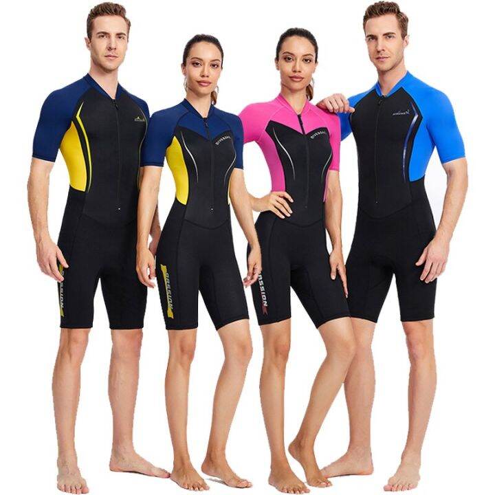 Adult 1.5Mm Neoprene OnePiece Shorty Wetsuit Summer Spearfishing Surfing Snorkeling Scuba