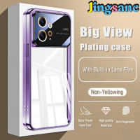 Jingsanc เคสใสสำหรับ Xiaomi Redmi Note 12S 12 11 12C 12 POCO X5 F5 X3 M5S M4 Xiaomi 13 12 11T 11 Pro + Plus Lite 5G 4G HD เคสชุบไฟฟ้าที่มีการป้องกันฟิล์มเลนส์ s001-1เคสสีม่วง TPU แบบนิ่มรองรับการกระแทกกันกระแทก