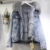 Outdoor Warm Fleece Thicken Women Denim Coat Autumn Winter New Windproof Coats Casual Loose Black Blue Plush Collar Denim Jacket