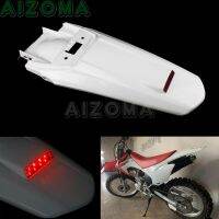 1x Dirt Pit Bike Motorcycle Rear Fender with LED Brake Stop Taillight For Honda CRF230F 2015-2019 White Mudguards Tail Lights