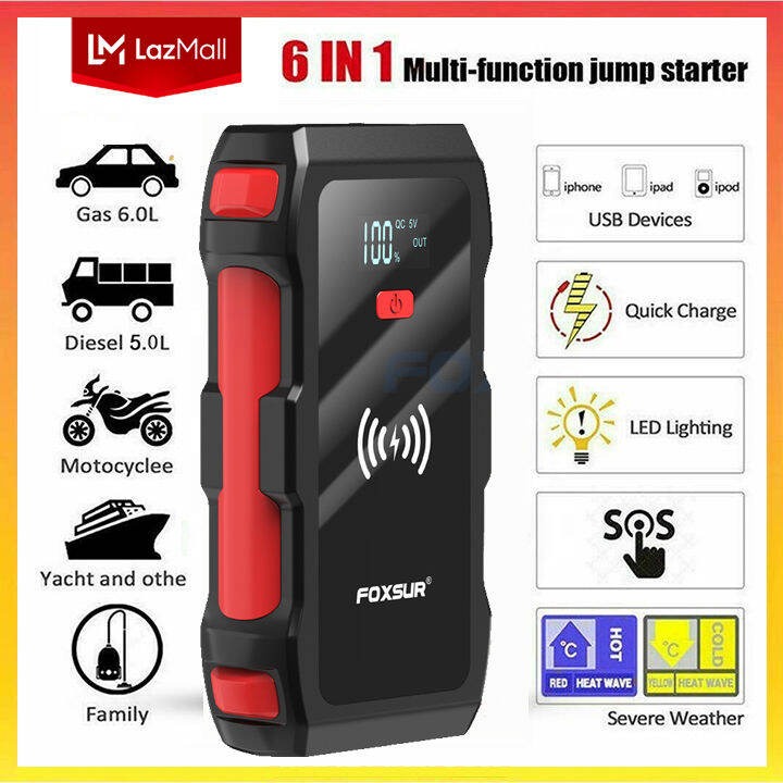 FOXSUR 12V Car Jumpstart Powerbank Portable Car Emergency Start Power