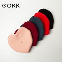 COKK หมวกเบเร่ต์ขนสัตว์หมวกสตรีน่ารักหมวกฤดูหนาวเบเร่ต์ขนสัตว์หมวกสตรีฤดูหนาวออกแบบแฟขั่นทรงน่ารักใหม่ Gorras Boina JimEd