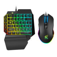 ZIYOULANG T1แบบมีสาย One Handed Memne Gaming Keyboard Mouse Combo Set ออกแบบตามหลักสรีรศาสตร์สำหรับ PUBG PC Gamer