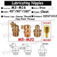 1Piece-10Pcs DIN71412 M3 M16 Brass Lubricating Nipples Cone Type 45° 90° and Straight Hydraulic Grease Fittings Digging Fastener