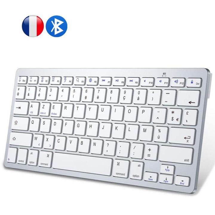 French AZERTY Layout Bluetooth Keyboard Light Portable Slim Wireless ...