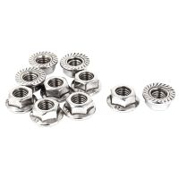 8mm tinggi M8 benang baja tahan karat Serrated Hex Flange Nuts 10 buah