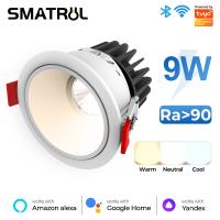 Tuya Wifi Smart Folding Downlight Rotating Ceiling Spotlight 9W LED Light Living Room For Alexa Google Home Adjustable Degrees