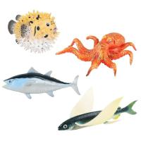 Sea Animal Figures Ocean Creatures Models Figurine Simulation Design Octopus Pufferfish Tuna Figurine Ornament Education Cognitive Toy for Kids Children graceful