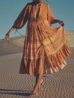 Boho Elegant Vintage Beach ชุดลำลอง V คอครึ่งแขนหลวมตรงผู้หญิงพิมพ์ลายดอกไม้ Beach Bohemian Maxi Dress Vestidos