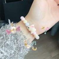 Korean Style Women Handmade Cute Candy Color Bracelet Cartoon Flower Rabbit Beads Bracelets Girl Fashion Jewelry