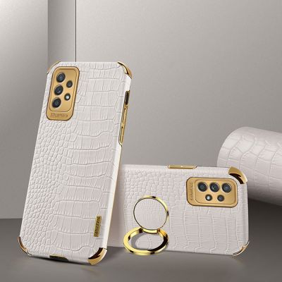 For Samsung Galaxy A54 A14 A53 A52 S Case Ring holder Crocodile Leather Cover For Samsung A54 A33 5G A51 Shockproof Phone Case