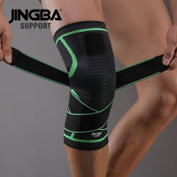 JINGBA สนับเข่าไนลอนยืดหยุ่นสำหรับกีฬากลางแจ้งแผ่นรองเข่าสำหรับเล่นวอลเลย์บอลบาสเกตบอลผ้าพันป้องกันอุปกรณ์พยุงเข่าความปลอดภัย