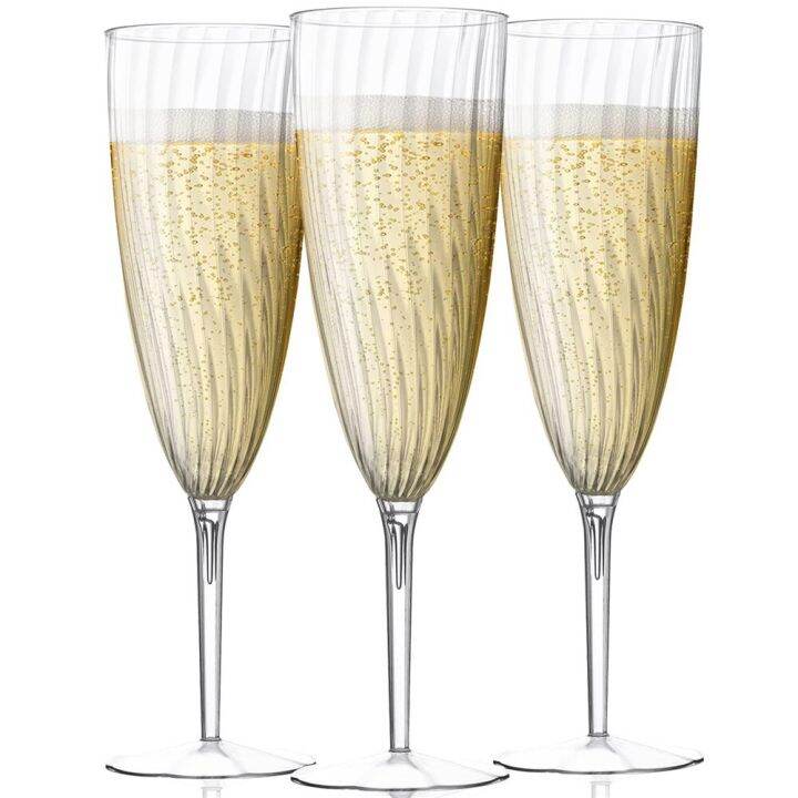 16Pcs Plastic Champagne Glasses Flutes Disposable 6 Oz Perfect For