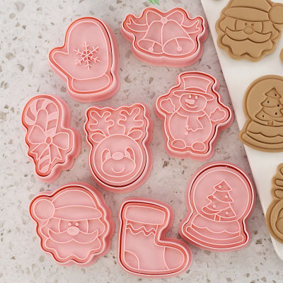 3D Merry Christmas Cookie Cutters Set Santa Claus Baking Mould Cookie Tools Cake Decorating Tools Cartoon Biscoito Mold 8pcs