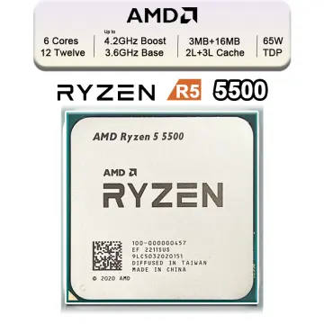 NEW AMD Ryzen 5 5500 R5 5500 3.6GHz Six-Core Twelve-Thread CPU Processor  7NM 65W L3=16M 100-000000457 Socket AM4 with cooler fan