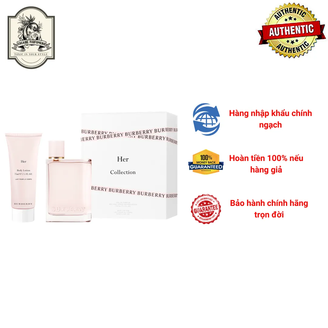 Nhập Khẩu Chính Ngạch] Nước Hoa Nữ Chính Hãng Burberry Her EDP 100ml + Body  Lotion 75ml 