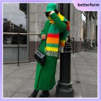 BETTERFORM เก็บความอบอุ่น ผ้าคลุมไหล่แคชเมียร์ สายรุ้งสีรุ้ง ลายสก็อต ผ้าพันคอ Pashmina ลำลองแบบสบายๆ หลักฐานความเย็น ผ้าพันคอสำหรับผู้หญิง ฤดูหนาวฤดูใบไม้ร่วงฤดูหนาว