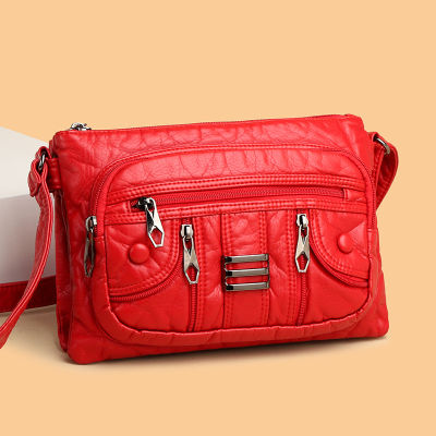 กระเป๋าสตรีแฟชั่นสตรีท 2023 ของใหม่ PU กระเป๋าสะพายไหล่หนังนิ่มกระเป๋าคุณแม่วัยกลางคนสะพายข้างแฟชั่นน้ำหนักเบา