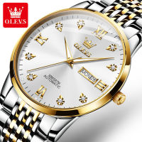 OLEVS 6673 Fashion Waterproof Watch For Men Stainless Steel Band Automatic Mechanical Men Wristwatches Luminous Calendar Week Display