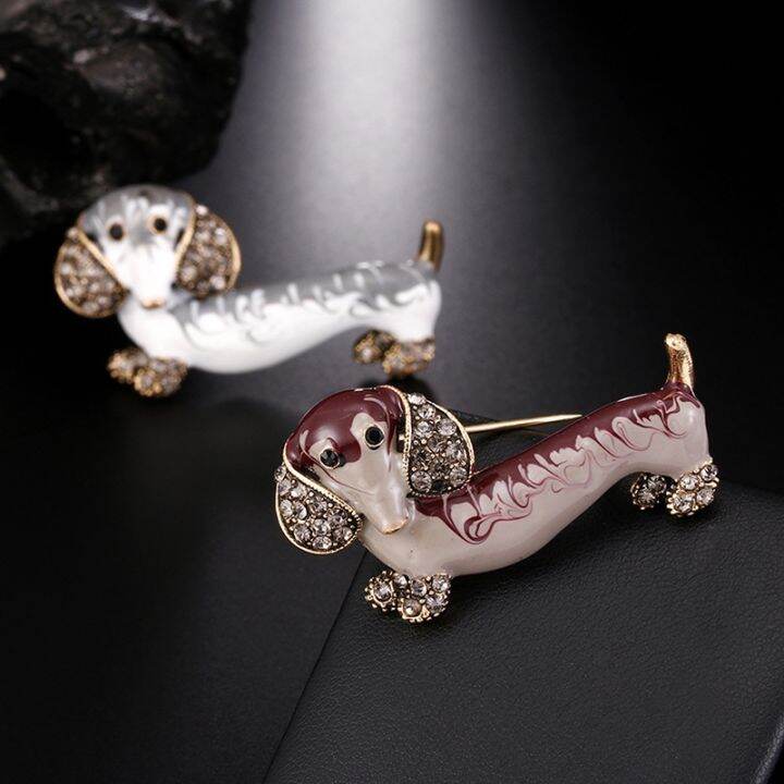 cute-dachshund-dog-enamel-brooch-pin-shiny-rhinestone-animals-shape-collar-broaches-for-women-men-kids-jewelry-accessories