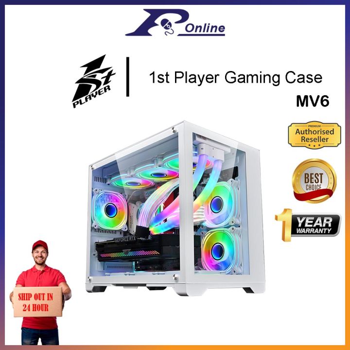 1st Player MV6 Black / White Gaming Casing M-ATX/ITX PC Case without ...