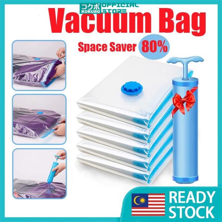 1Pcs Travel Storage Resealable Vacuum Bags Vacuum Storage Bag Compressed Bag  Home Space Saver Saving Storage Bags Vacuum Seal Compressed Organizer Bag+Pump  Useful
