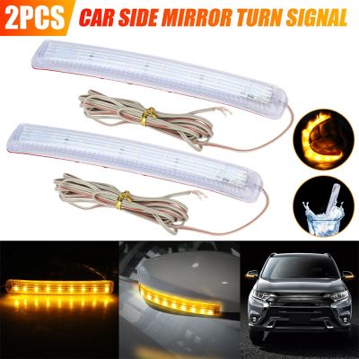 ✻☏● 2PCS Universal 9 LED Car Side Mirror Turn Signal Light Strip Soft Flashing Amber DRL Indicator Lamp for Car SUV Truck Trailer