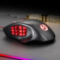 【City of Angels】 USB Optical Mouse 10000จุดต่อนิ้วเล่นเกมแบบใช้สาย17ปุ่มด้านข้างโปรแกรมกล RGB Backlit เล่นเกมคอมพิวเตอร์แล็ปท็อป