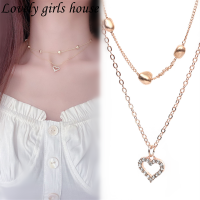 【♡Lovely girls house♡】 สร้อยคอจี้หัวใจกลวงสไตล์เกาหลีสำหรับผู้หญิง,สร้อยคอไข่มุกแฟชั่นอินสตาแกรม