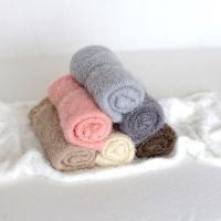 Fuzzy Newborn Stretch Wrap Baby Swaddle Knit Blanket Faux Velvet Knit Stretch Wraps Newborn Photography Pops Baby Cocoon Layer