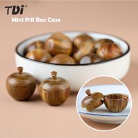 1Pcs Mini Sandalwood Rescue Pill Case Solid Wood Medicine Pill Box Portable Storage Sealed Can Tool