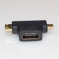 3 in 1 HDMI-compatible to Micro HDMI-compatible male Mini HDMI-compatible male 1.4 Female cable adapter T Shape converter 1080P Adapters