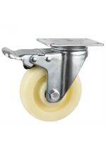 1 Pc 4 Inch Universal Caster With Brake Medium-sized Double Bearing Wear-resistant White Nylon Wheel Source Manufacturer