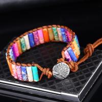 Natural Stone Handmade Multi Color 7 Chakra Bracelet Jewelry Tube Beads Leather Wrap Bracelet Creative Gifts Couples Bracelets Charms and Charm Bracel