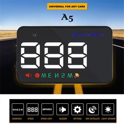 ยูนิเวอร์แซรถ HUD GPS S Peedometer หัวขึ้นแสดงดิจิตอลกว่าความเร็วแจ้งเตือนกระจกหน้าโปรเจคเตอร์