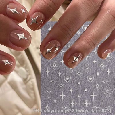 【LZ】❃  3D Flower Totem Pattern Nail Decals and Stickers Filigree Bohemia Manicure Sliders Y2K Stars Moon Bronzing Frame Nail Art Decor
