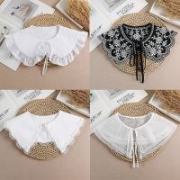 Summer Bow Tie Shawl White Fake Collars for Women Removable Dress Detachable Collar Wrap Shawl 2022 False Collar Decor